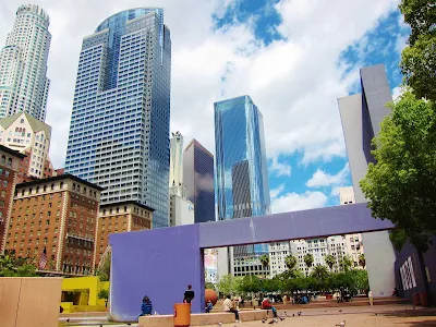 Downtown LA looking toward MacArthur Park in Los Angeles.