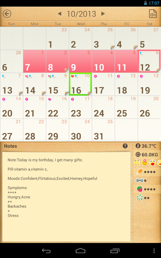 Calendario de periódo - screenshot