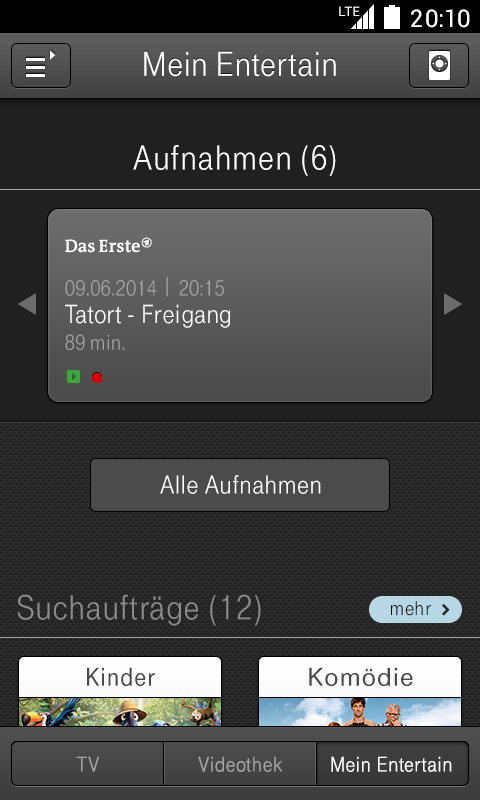 Entertain to go Screen 3