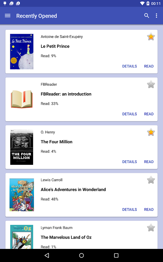    FBReader Bookshelf- screenshot  