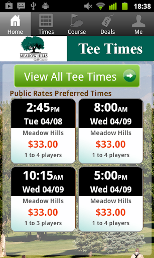 Meadow Hills Golf Tee Times