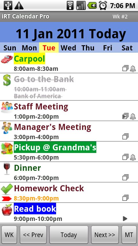 Android application iRT Calendar Pro Key screenshort
