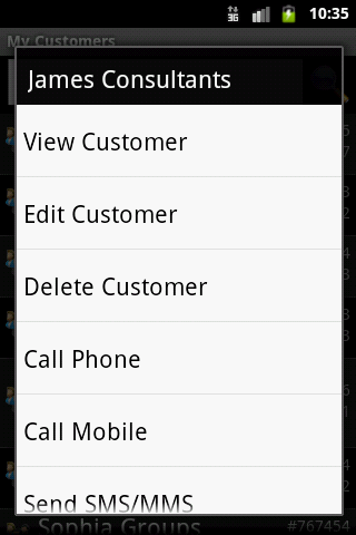My Customers Screen 3