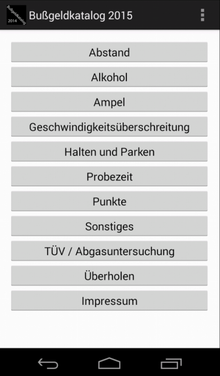 Bußgeldkatalog 2015 Screen 2