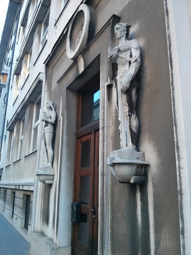 Sculptures on Building Entrance