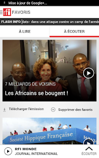 Capture d'ecran de l'application Android Radio France Internationale