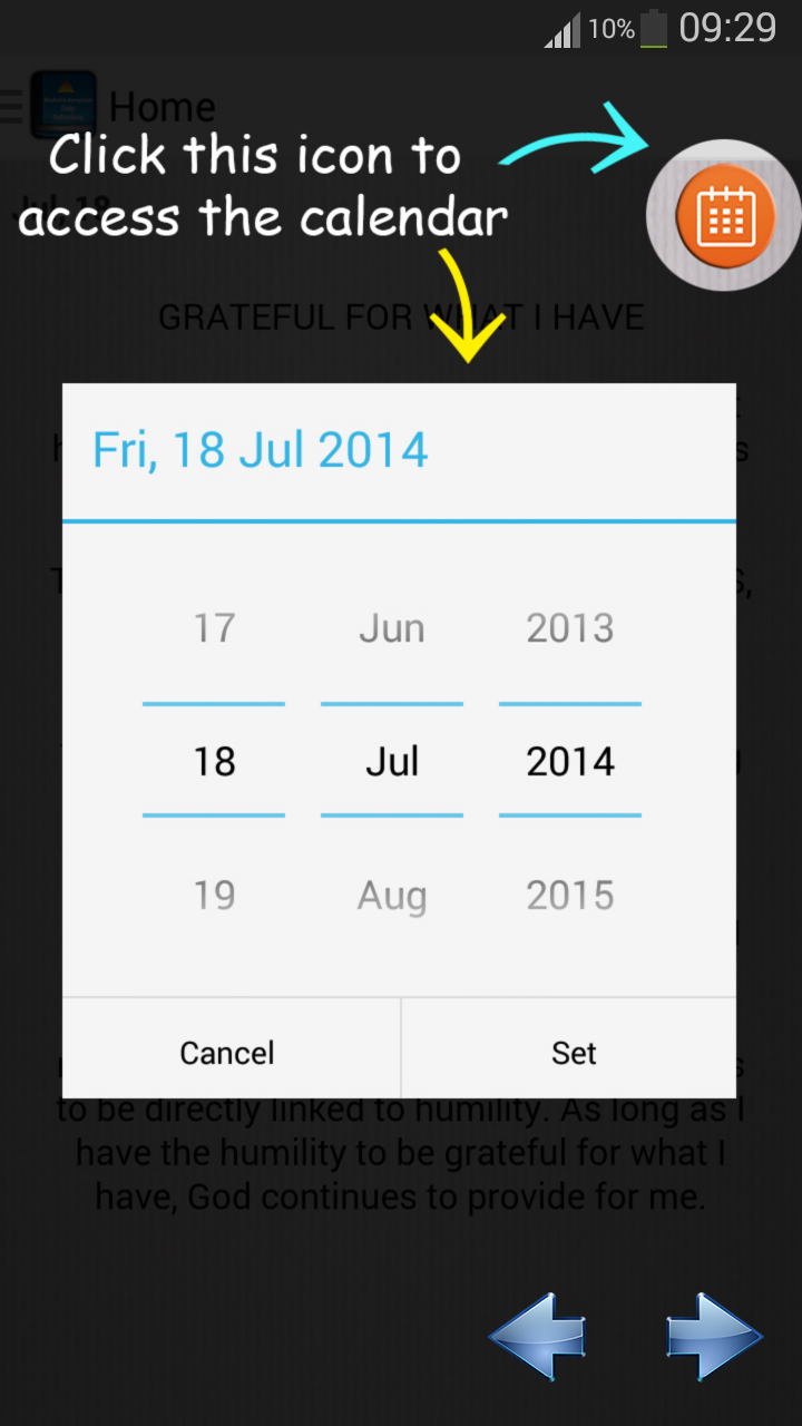 AA Daily Reflections Screen 3