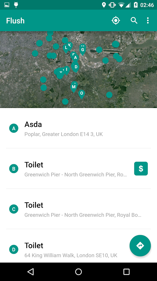 Flush Public Toilet Finder screenshot