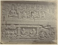 Basreliëf in de muur aan de noordzijde van de Borobudur