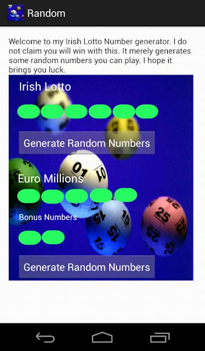 Irish Lottery Number Generator