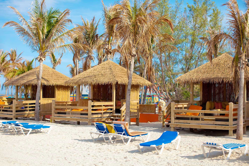 You can rent out a private cabana on the beach during your day trip to CocoCay in the Bahamas