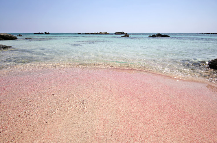 You'll find shades of pink in the beach of Elafonisi on the Greek island of Crete.