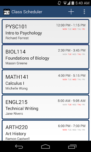 Pocket Class Scheduler