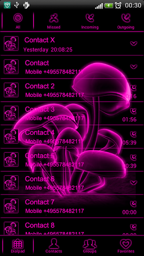 Pink Neon GO contacts theme