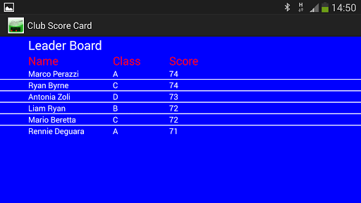 Clay Shooting Club Score Card