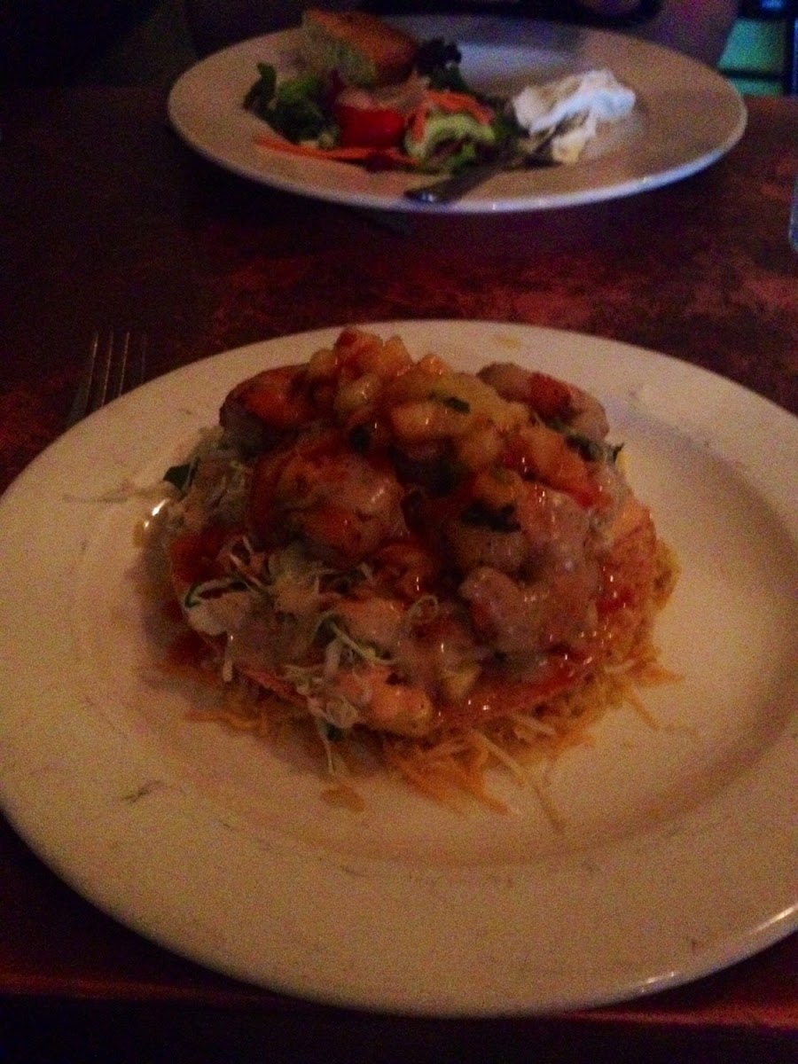 Gluten free Shrimp Tostada! It was amazing! Definitely going back since they have so many gluten fre