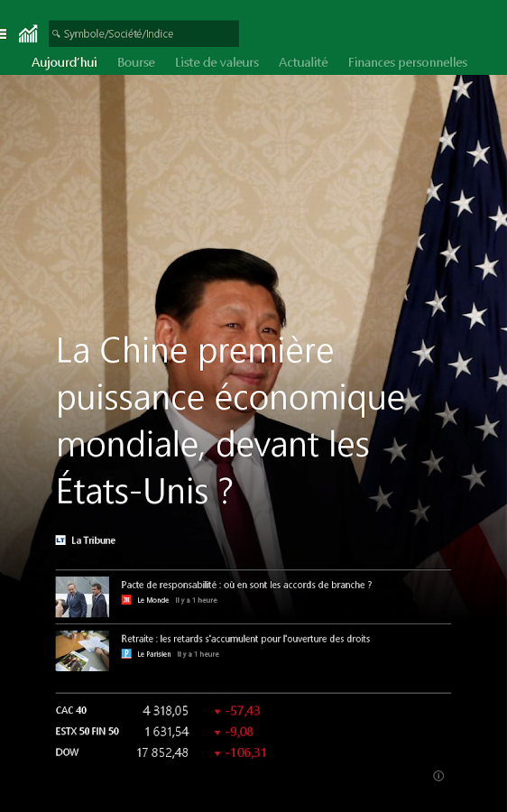   MSN Finance- Cours des actions – Capture d'écran 