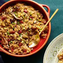 Sticky Rice Stuffing with Chinese Sausage and Shiitakes Recipe