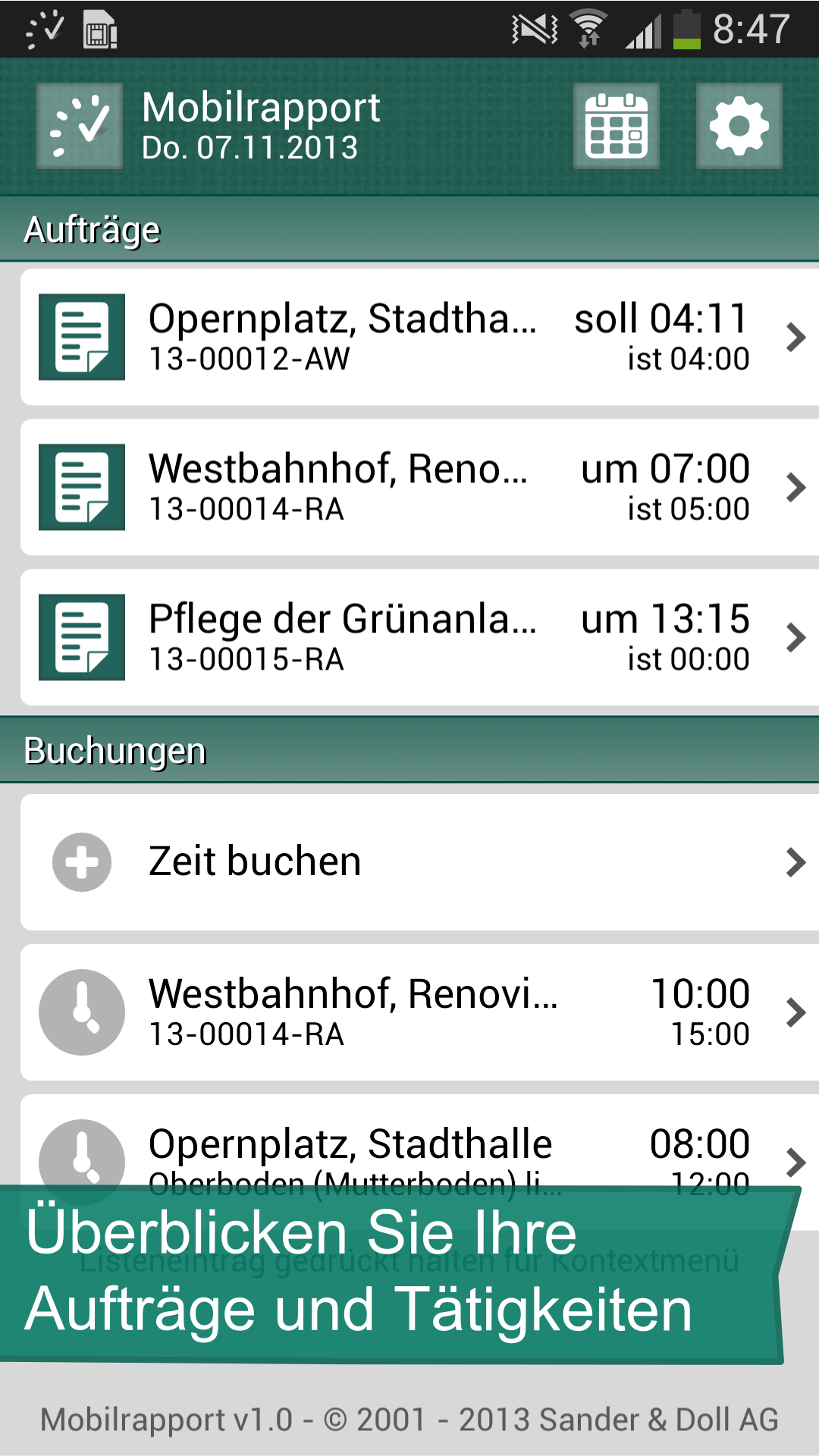 Android application Mobilrapport Pro screenshort