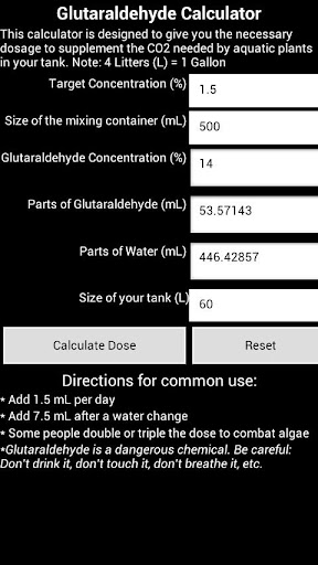 Glutaraldehyde Calculator
