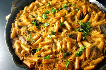 Pasta Gratin with a Cauliflower Chickpea Sauce