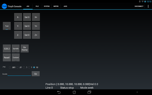 TinyG CNC Console