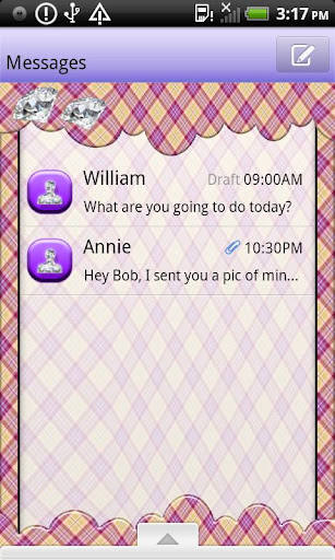 GO SMS THEME TanNPurplePlaid