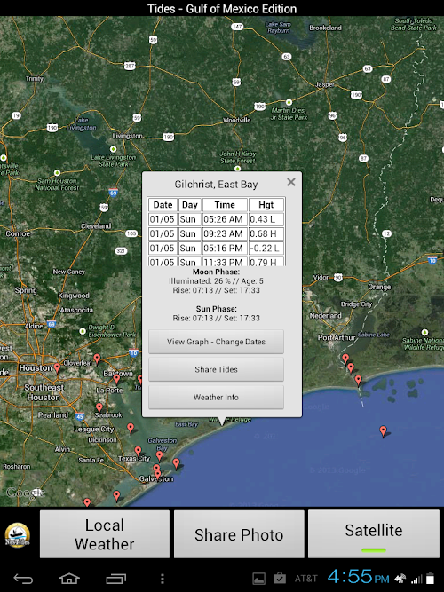 Android application Gulf Tides - Texas to Florida screenshort