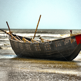 BOAT AT THE SEA SHORE by Ravi Kashyap - Transportation Boats