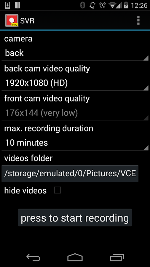 Spy Video Recorder PRO - screenshot