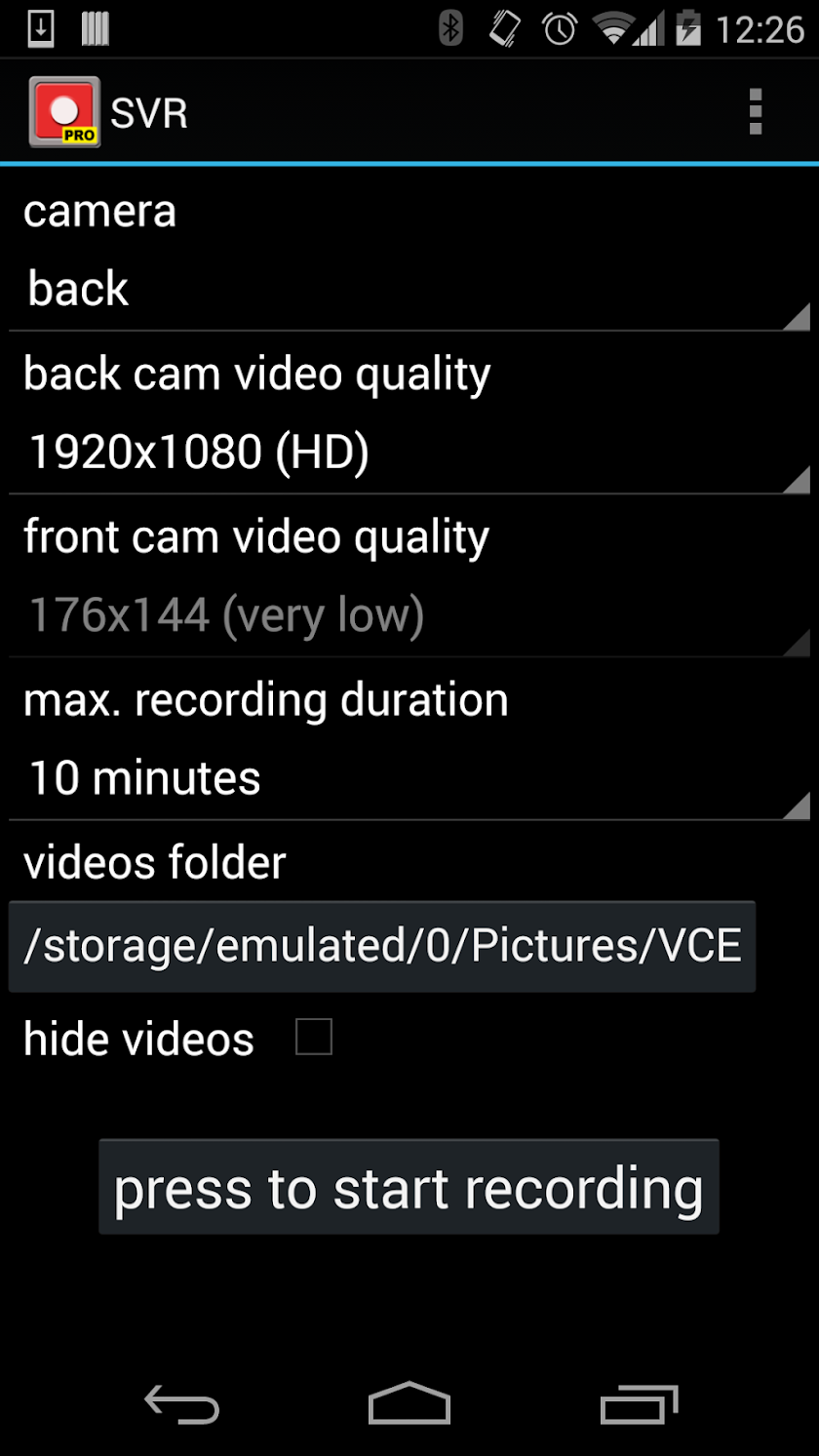 Spy Video Recorder PRO Screen 1