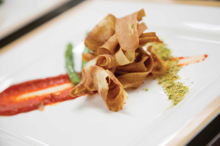 A side dish with zesty seasonings from the kitchen aboard Queen Mary 2.