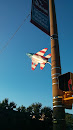 Stars and Stripes F-16 Fighter Jet Sculpture
