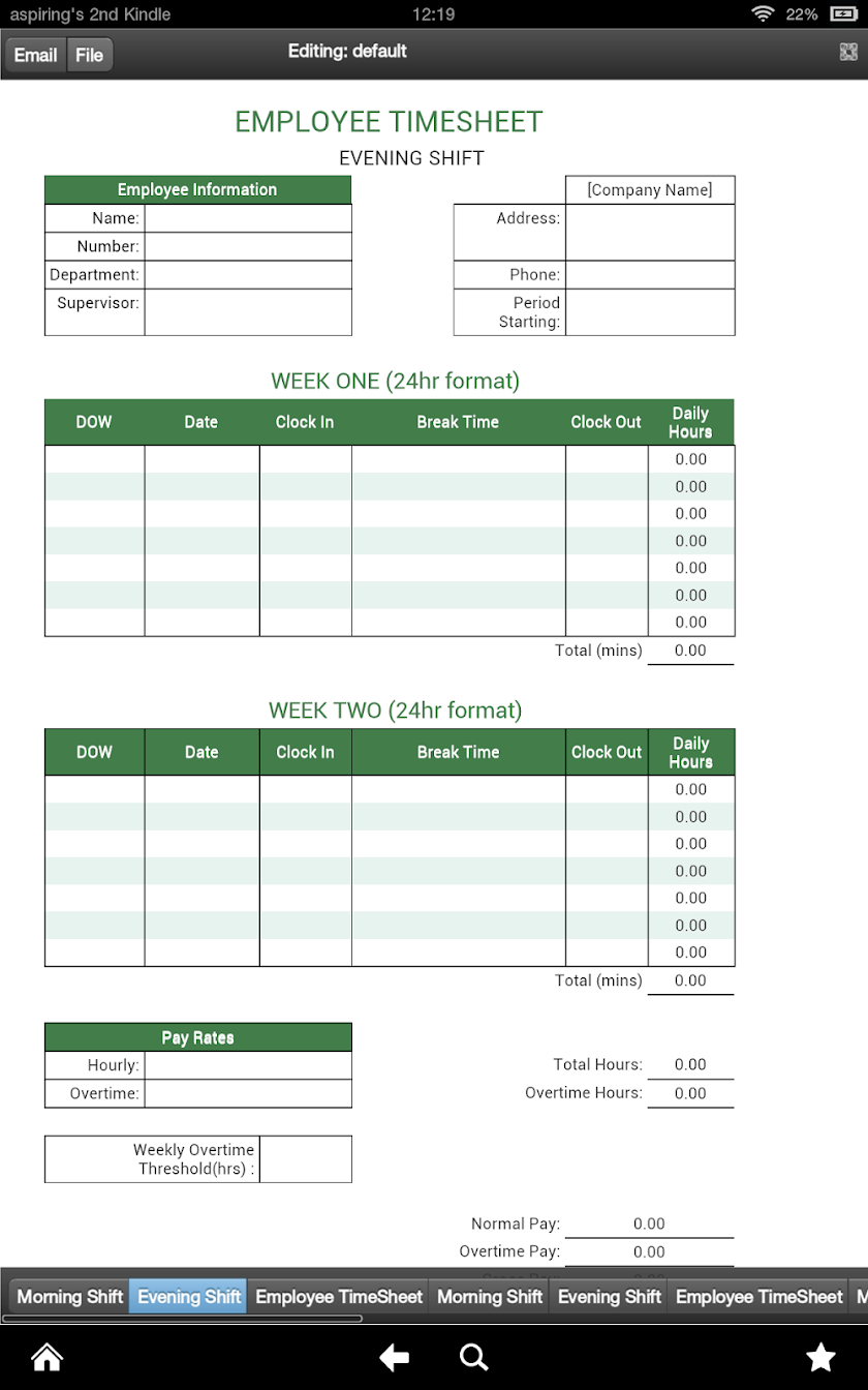 Employees Timesheet Screen 2