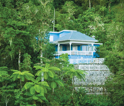 A blue house on Blue Mountain, Jamaica.