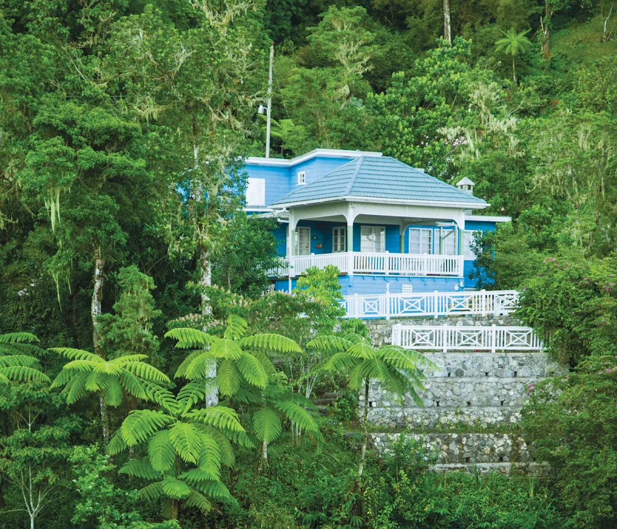 House-on-Blue-Mountain - A blue house on Blue Mountain, Jamaica.