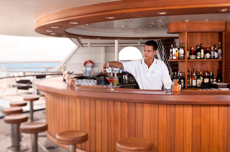 One of the features that sets Seabourn apart is its open bars throughout the ship. Meet, mingle and make friends with people in an environment where no one has to pick up the tab.
