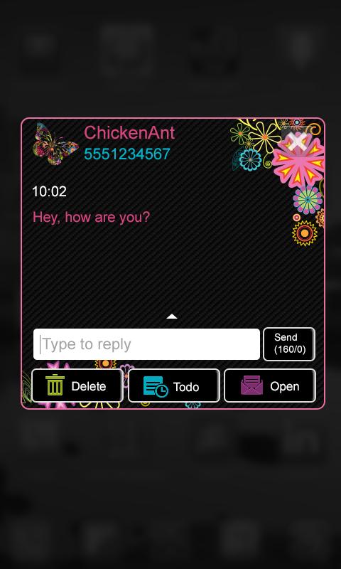 Colorful Butterfly Theme SMS Screen 2