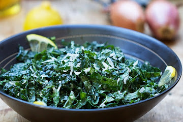 Raw Kale Salad with Honey Lemon Parmesan Dressing