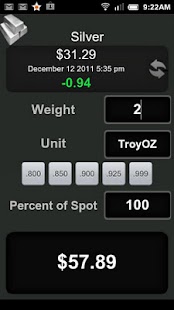 Gold &amp; Silver Price Calculator Screen 3