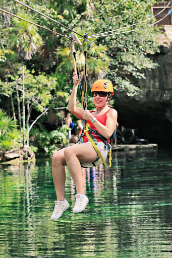 Ziplining in Chikin Ha Park near Playa del Carmen, Mexico.