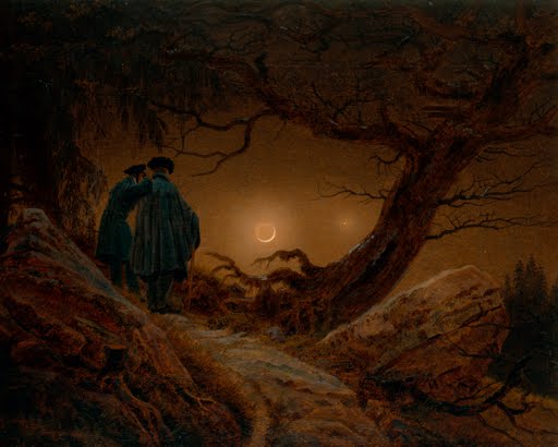 Pastel Color New Moon Above the Riesengebirge Mountains Famous Art Caspar David Friedrich 1810 - Samsung Frame TV Art Fine Art