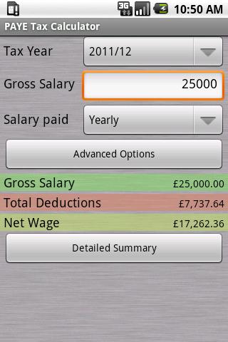 Android application PAYE Tax Calculator Pro screenshort