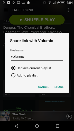 Volumio Spotify share