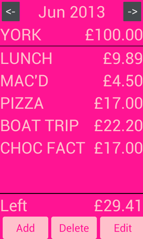 Gerties Budget Tracker Screen 3