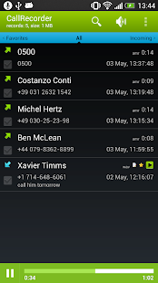 Call Recorder - pantalla de miniaturas