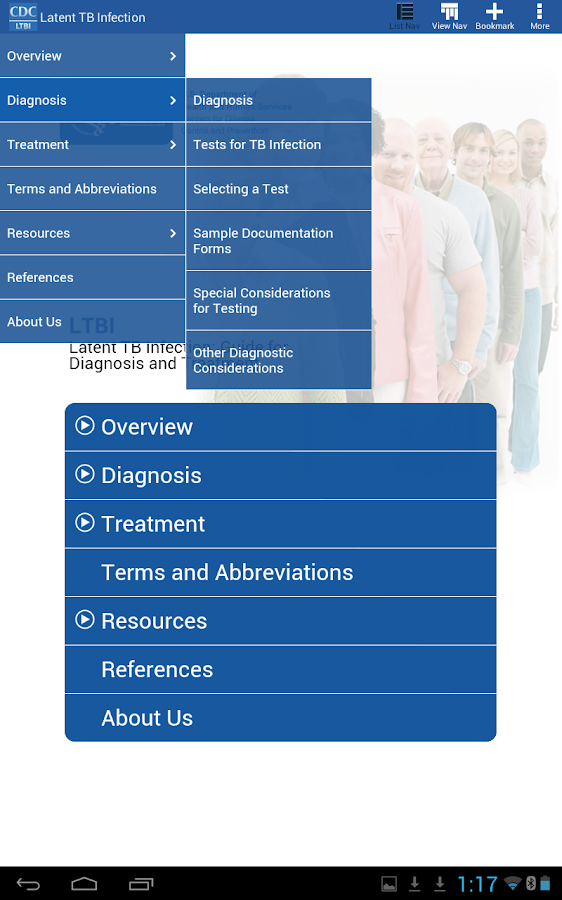   CDC LTBI – posnetek zaslona 