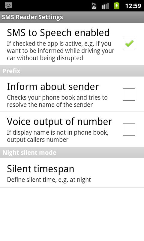 Android application Textmessage Narrator screenshort