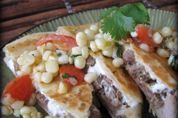 Steak and Goat Cheese Quesadillas With Corn and Tomato Relish