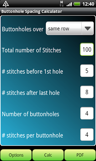 Knitting Buttonhole Calculator